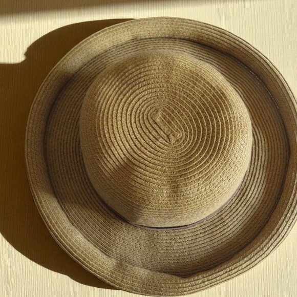Nine West - Summer Hat with Brown Trim & Rolled Brim, EUC - Picture 7 of 13